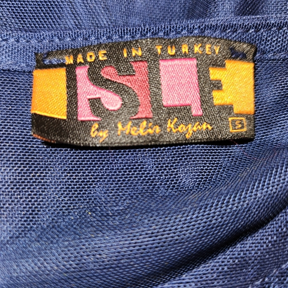 Isle By Melis Kozan Cha Cha Ruffle Mesh Long Sleeve Sheer Navy Blue Top Size S - Picture 9 of 10